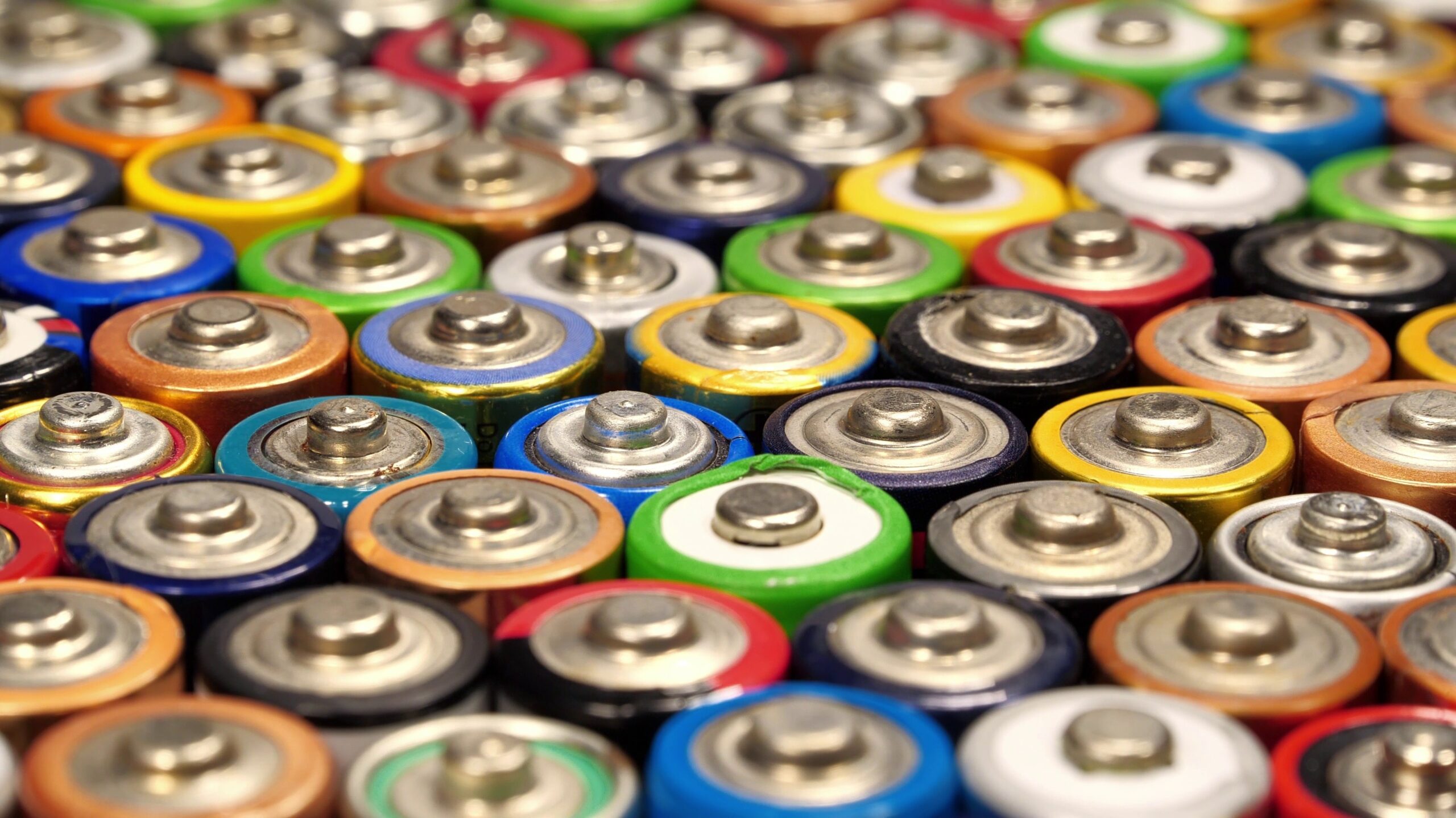 many used batteries crowded together