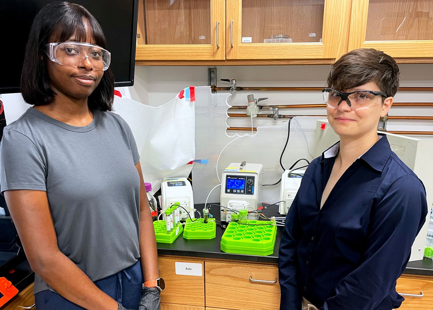Aderiyike Aguda (left) and Deborah Schmitt, co-authors of the paper with Su.