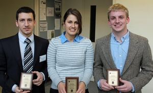 From left to right: Winners of the poster presentation: Emre Sevgen, first place; Eftalda Becka, second place; and Patrick Corona, third place