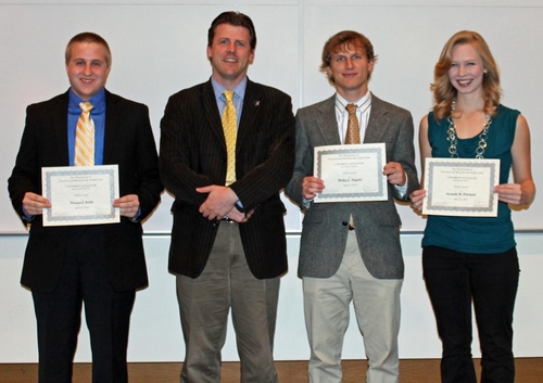 DuPont Award recipients (l to r): Thomas J. Smith, Department Head and Professor Paul Kenis, Phillip C. Dejarld, and Amanda M. Pritchard (Martin Enem, not pictured)