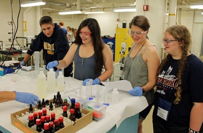 Students get ready to perform some hands-on experiments.