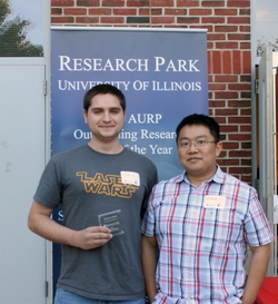 (at left) Daniel Loeblich, a junior Chemical Engineering student, was named Most Valuable Undergraduate Student as a Research Park intern.