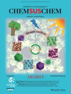 Cover from the October 2013 ChemSusChem journal that focuses on nanostructures for energy conversion and storage.
