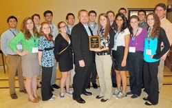 Front row left to right: Aimee Nugent, Allison Rogers, Lindsey Muller, AIChE Advisor and Lecturer Dr. Troy Vogel, Erica Peterson, Kevika Rustagi, Ellery Marks, and Megan Randby Back row left to right: Nicholas Connolly, Jacob Galeski, Zain Lakhani, Lucas Tan, Scott Kieback, Maciej Kowalkowski, Ryan Becker, Alex Senak, and Patrick Sayles