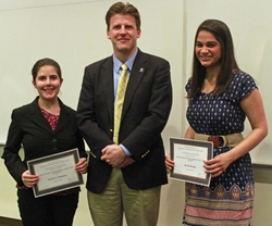 Recipients of the American Institute of Chemical Engineers Service Award (l to r): Sophia A. Friedman, Paul Kenis, Department Head and Professor, and Kevika Rustagi 