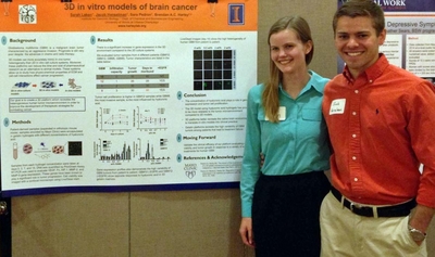 Sarah Laken and Jacob Hanselman received an award for the poster presentation at the campus Undergraduate Research Symposium.