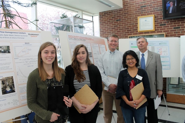 Thanks to this year's judges (from left): Sarah Kuhl, BS &rsquo;15, Clorox; Aimee Nugent, BS &rsquo;15, Pepsico; Shawn Cullen, Lyondell Basell; Rouema Vukovich, BS &rsquo;89, Dow AgroSciences; and Paul Jahn, BS &rsquo;81, Middough.