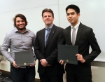 Dr.â€…Paulâ€…Kenisâ€…withâ€…Matthewâ€…Millerâ€…andâ€…Pacharapolâ€…Charoensuk,â€…recipientsâ€…ofâ€…theâ€…Elwoodâ€…Edwardâ€…Nelsonâ€…Scholarship.