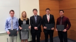 Departmentâ€…Headâ€…Dr.â€…Paulâ€…Kenisâ€…withâ€…recipientsâ€…ofâ€…theâ€…Chesterâ€…W.â€…Hannumâ€…Scholarship:â€…Ethanâ€…Dukovic,â€…Amandaâ€…Pritchard,â€…Joshuaâ€…Jonesâ€…andâ€…Alexâ€…Baciu.