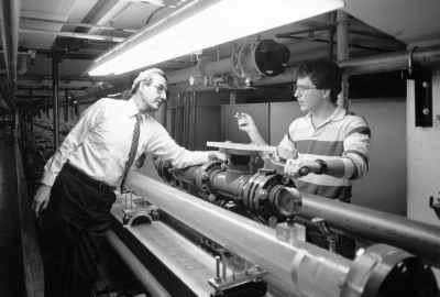 Dr. Hanratty with graduate student Lawrence Williams in the 1980s.