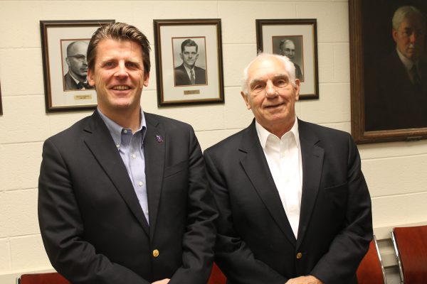 Department Head Dr. Paul Kenis with Dr. John &#8220;Jack&#8221; McWhirter, BS &#8217;59.