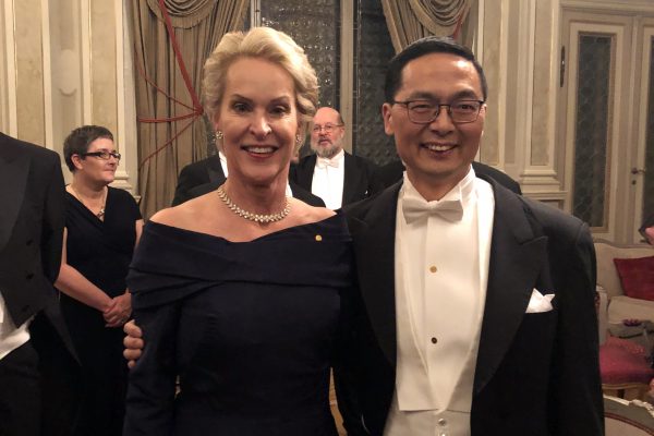 Nobel Laureate Frances Arnold and Prof. Huimin Zhao at the ceremony.