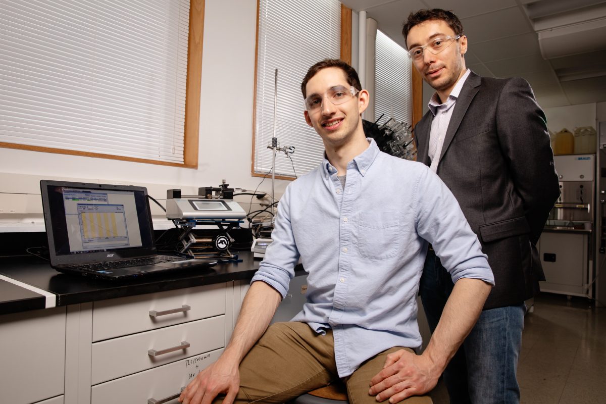 Graduate student Dylan Walsh (left) and his advisor, Prof. Damien Guironnet