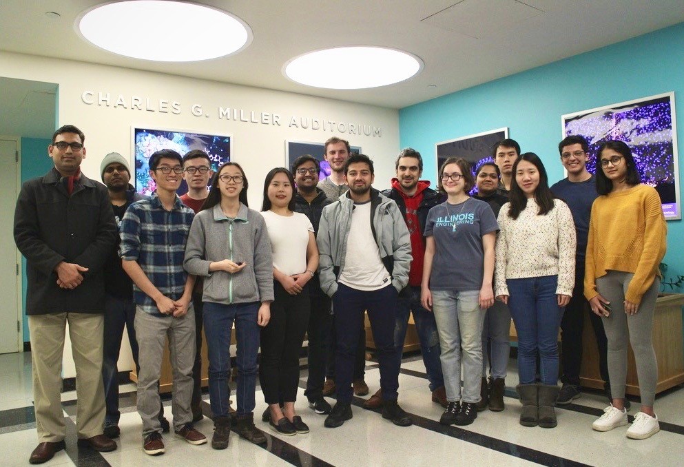 Shukla Group members, February 2020. First row, left to right: Diwakar Shukla, Matthew Chan, Jiming Chen, Jiangyan Feng, Soumajit Dutta, Brianna Sobecks, Xuenan Mi and Amisha Patel. Second row, left to right: Balaji Selvam, Chuankai Zhao, Prateek Bansal, Austin T. Weigle, Pouyan Khakbaz, Shriyaa Mittal, Zhengyuan Xue and Yazeed Alfawaz.