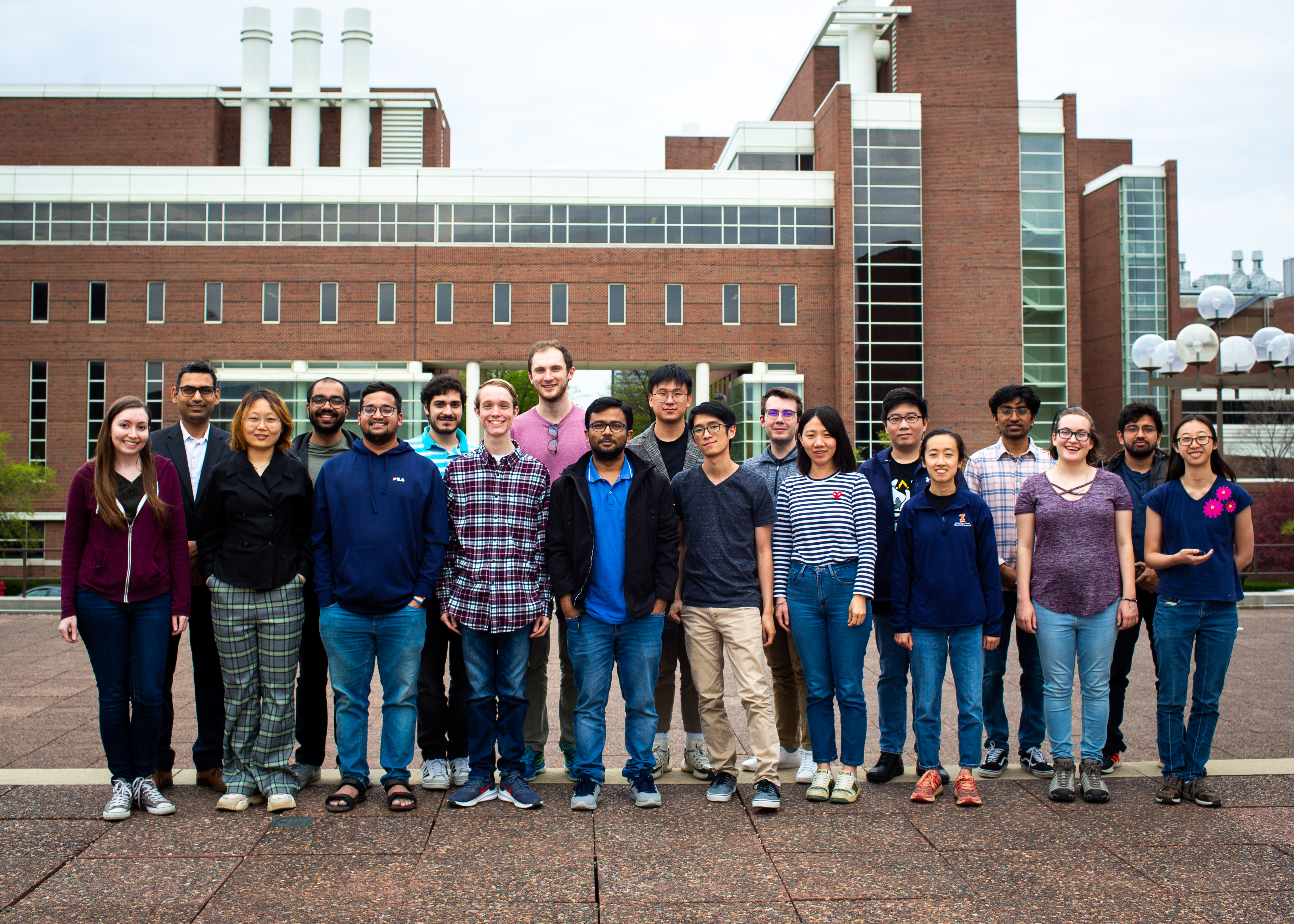 Shukla group in April 2022 from left to right: Sarah Lindley, Diwakar Shukla, Lingyun Xu, Krishna Narayanan, Prateek Bansal, Diego Kleiman, Tanner Dean, Austin Weigle, Rabindranath Paul, Song Yin, Matthew Chan, Jesse Horne, Xuenan Mi, Yiyang Lu, Anh Nguyen, Swarrop Thammineni, Briana Sobecks, Soumjit Dutta, and Jiming Chen