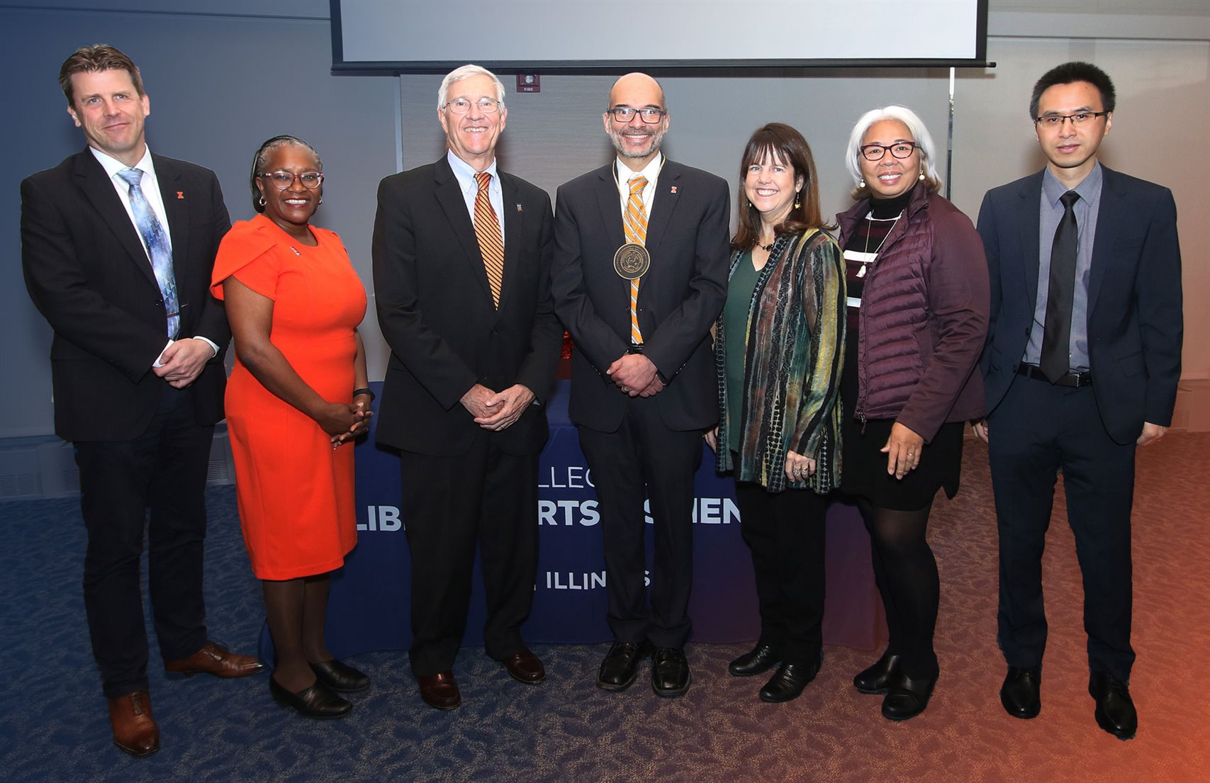 Left to right: Paul Kenis, Venetria Patton, Ray Mentzer, Christopher Rao, Beverly Mentzer, Amy Santos and Ting Lu.